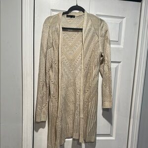 Love Ellie Cream Open-Front Knit Sweater